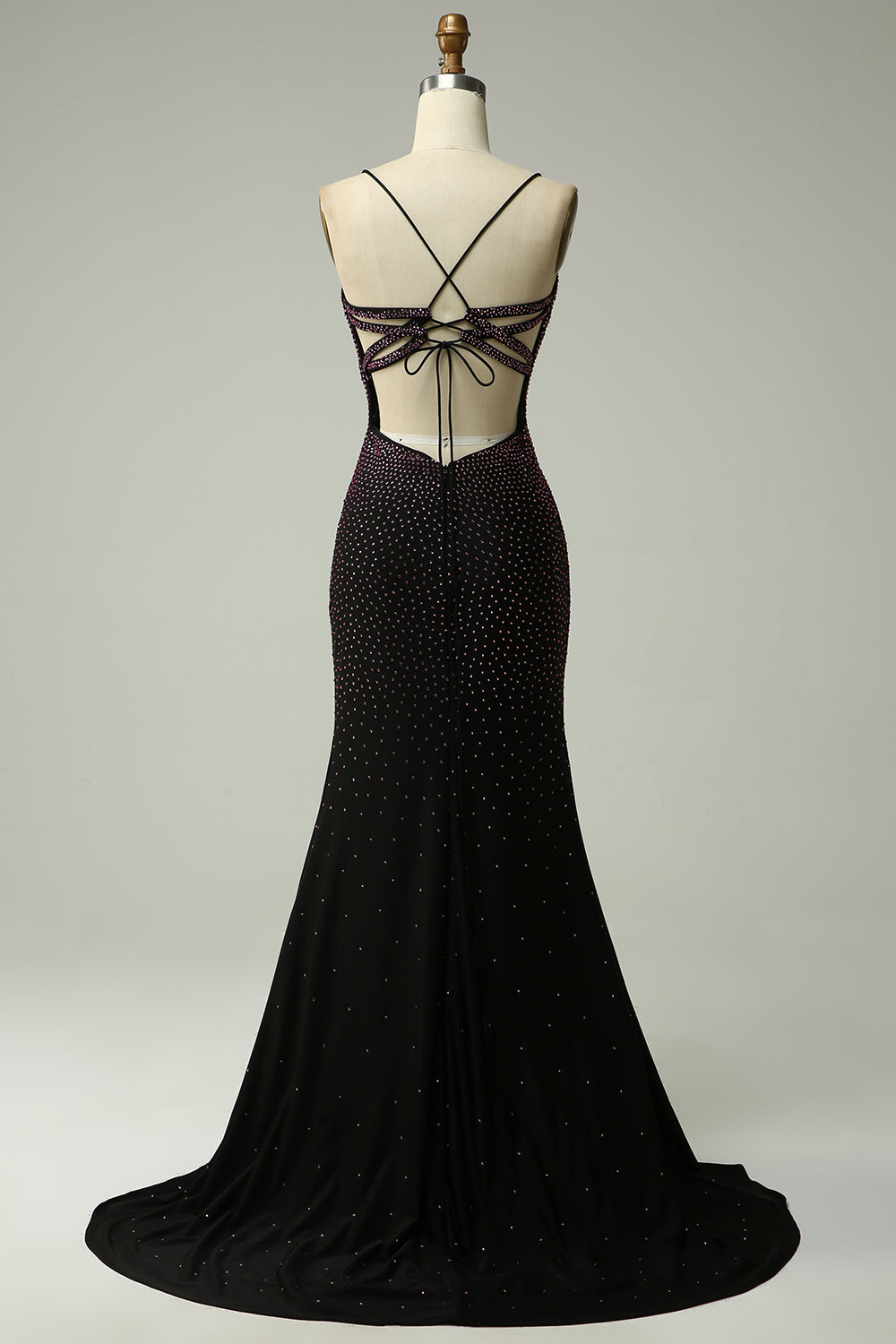 Dark Purple Spaghetti Straps Mermaid Ball Dress with Beading