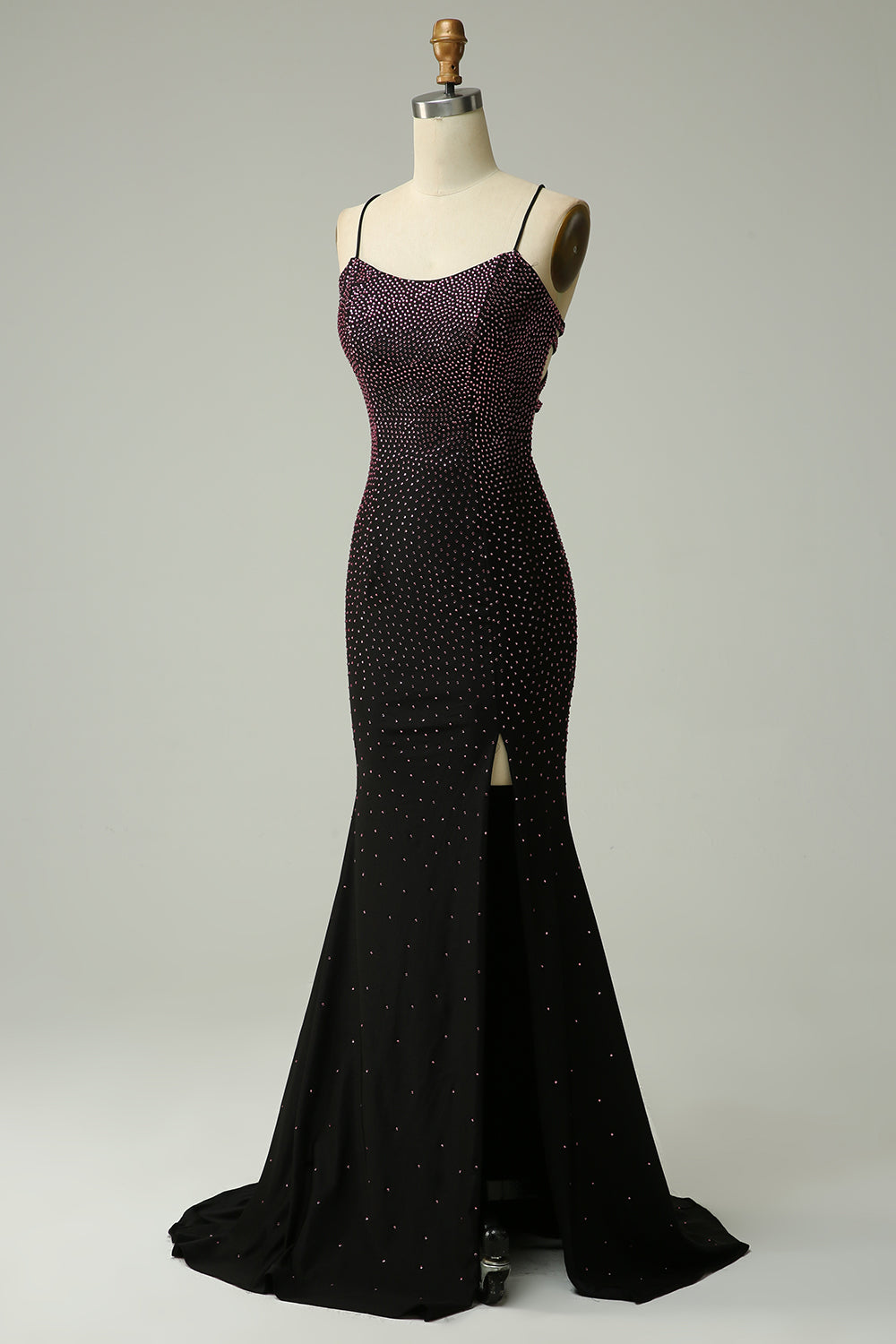 Dark Purple Spaghetti Straps Mermaid Ball Dress with Beading