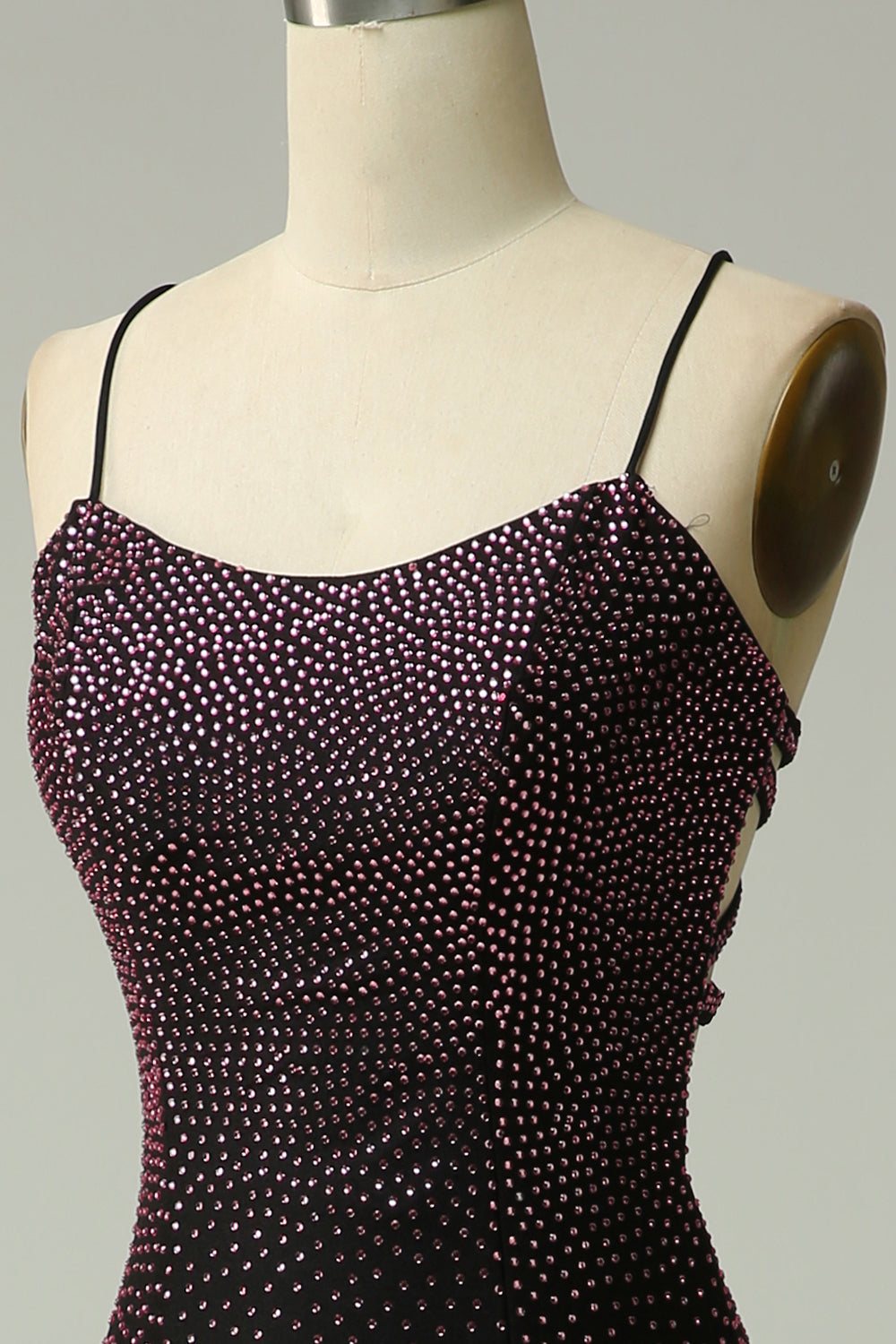 Dark Purple Spaghetti Straps Mermaid Ball Dress with Beading