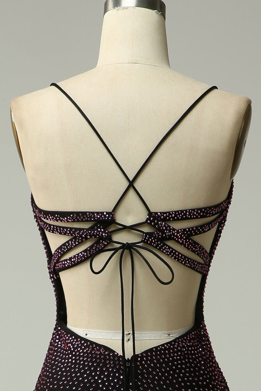 Dark Purple Spaghetti Straps Mermaid Ball Dress with Beading
