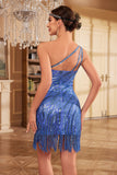 Sparkly Sheath One Shoulder Golden Sequins 1920s Dress