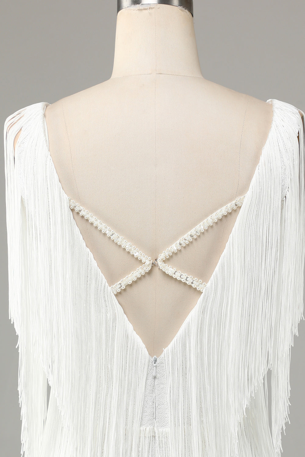 Pretty V-Neck Cross Back Mini Cocktail Dress With Tassel