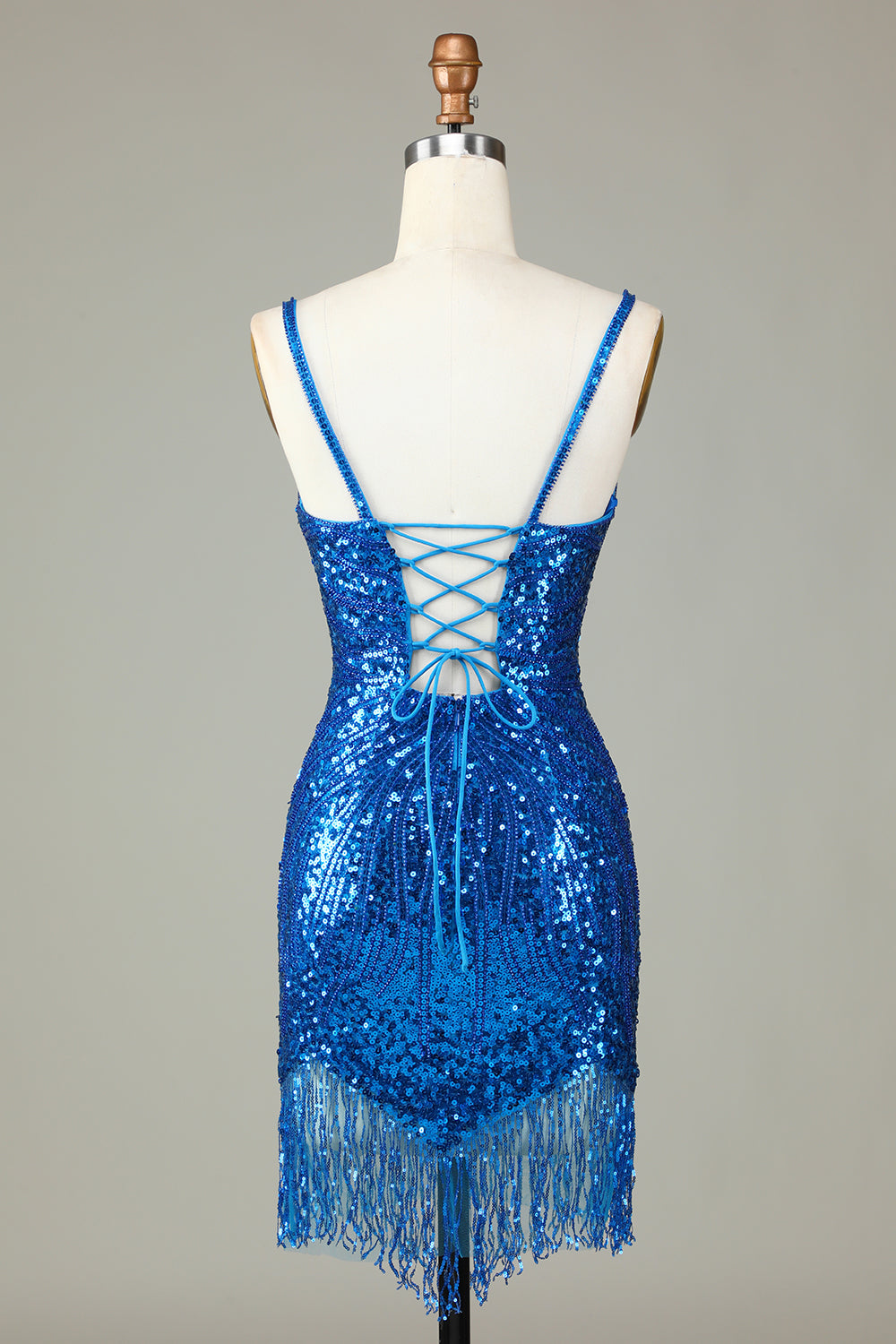 Sparkly Bodycon Spaghetti Straps White Sequin Short Ball Dress