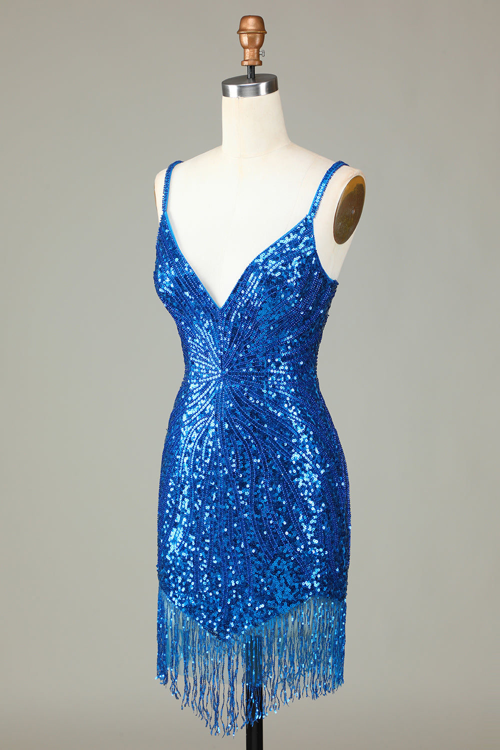 Sparkly Bodycon Spaghetti Straps White Sequin Short Ball Dress