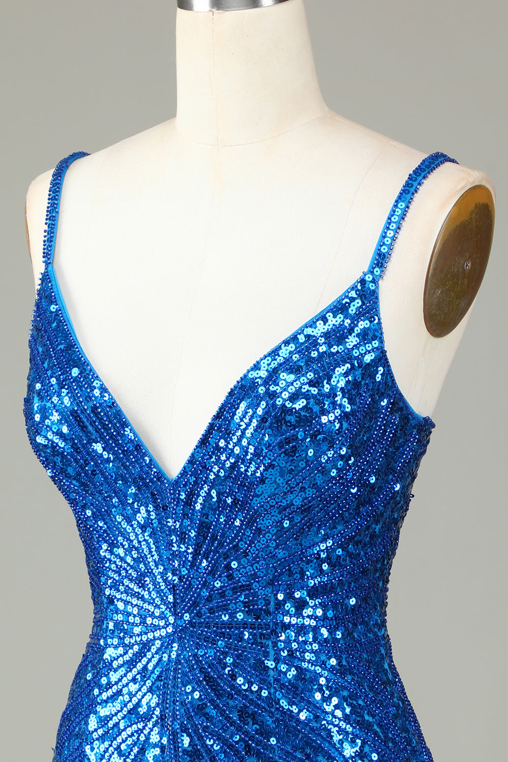 Sparkly Bodycon Spaghetti Straps White Sequin Short Ball Dress