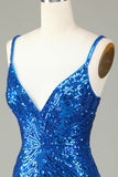 Sparkly Bodycon Spaghetti Straps White Sequin Short Ball Dress