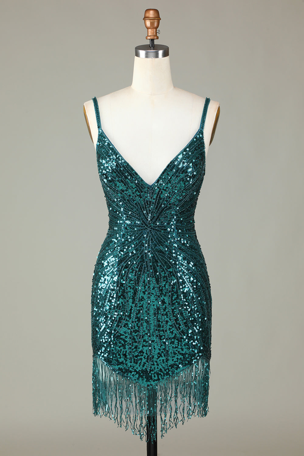 Sparkly Bodycon Spaghetti Straps White Sequin Short Ball Dress