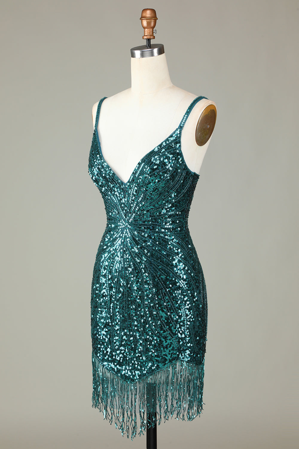 Sparkly Bodycon Spaghetti Straps White Sequin Short Ball Dress