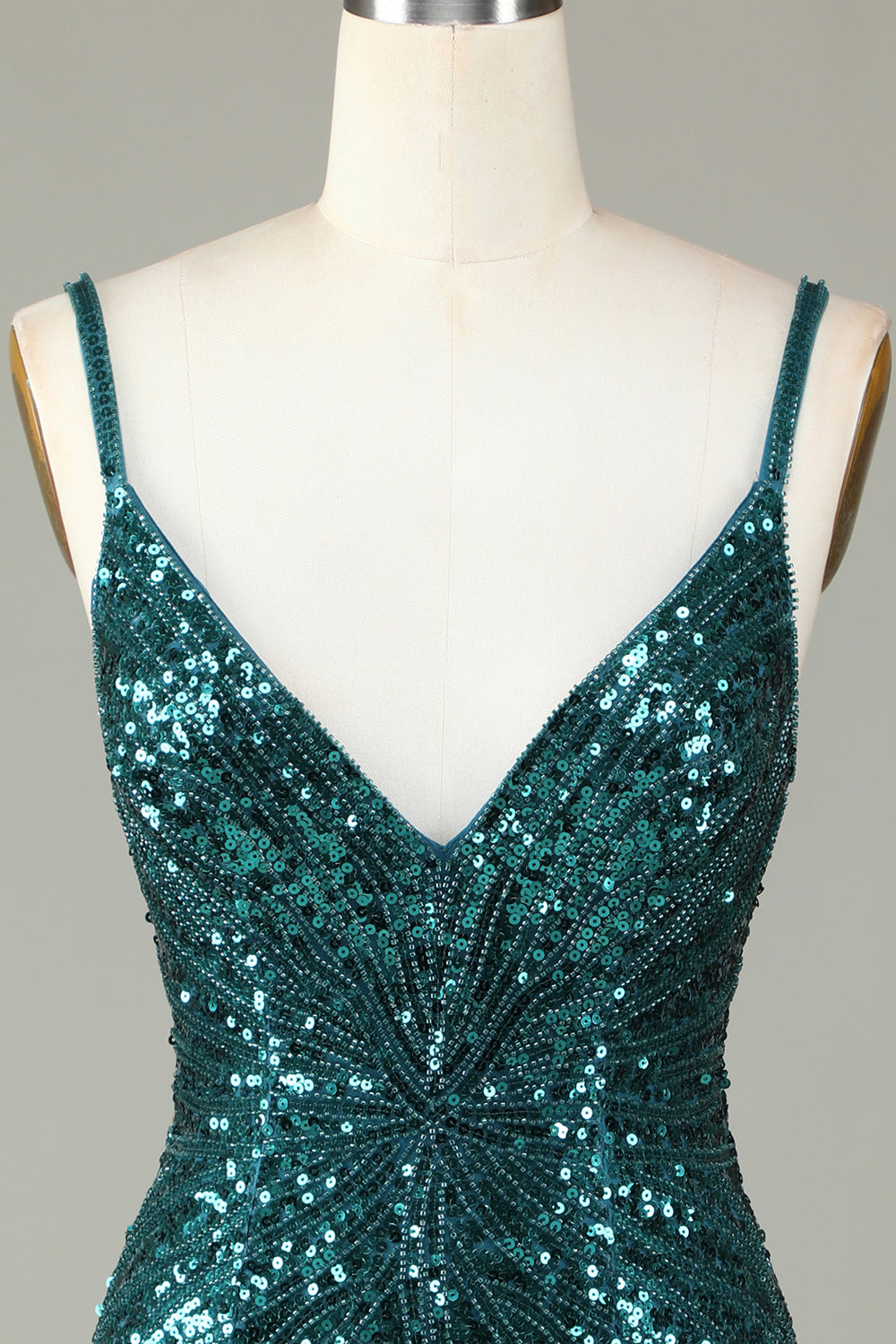 Sparkly Bodycon Spaghetti Straps White Sequin Short Ball Dress
