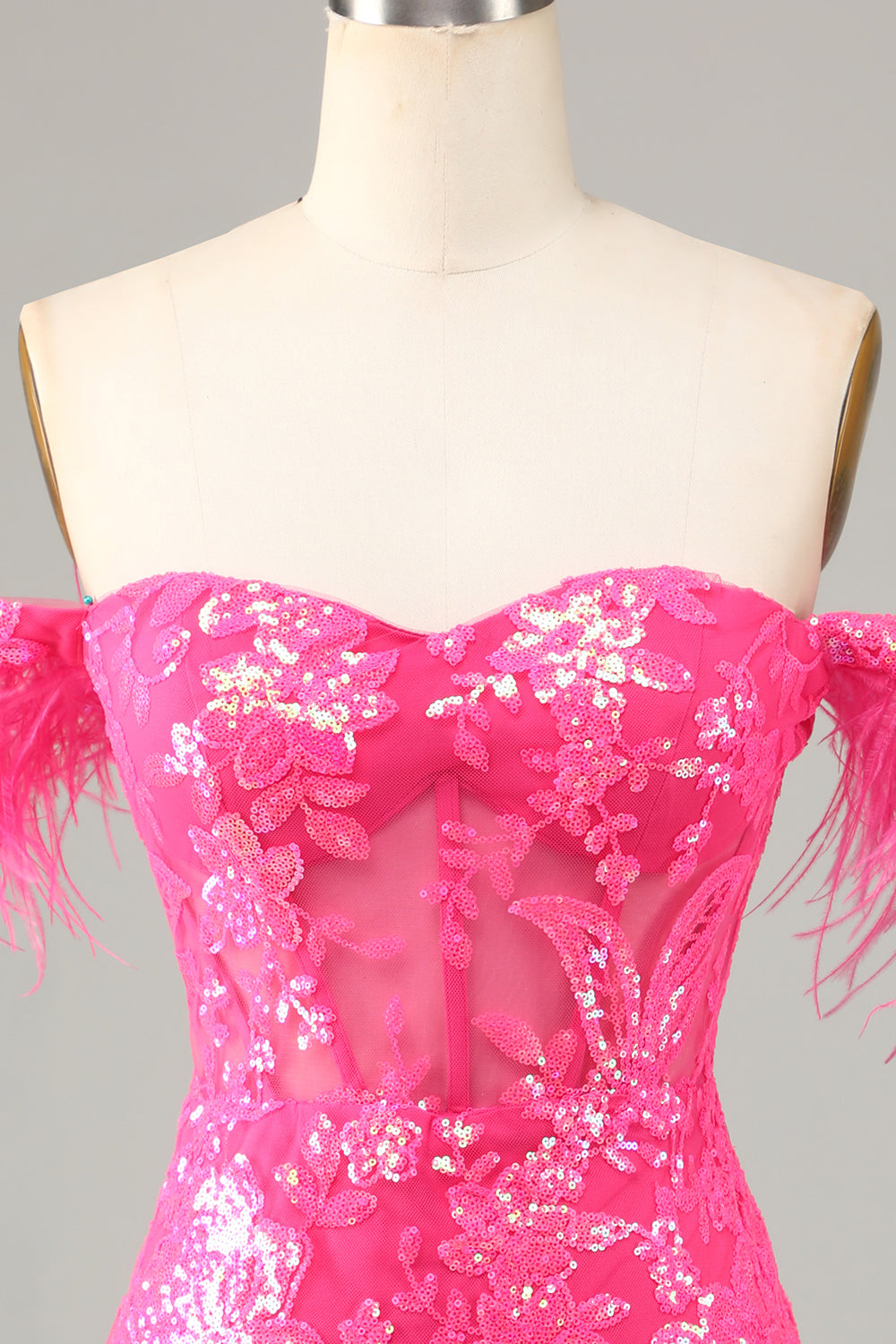 Blue Gorgeous Sheath Off the Shoulder Short Cocktail Dress with Feather