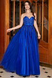 A-Line Sweetheart Royal Blue Ball Dress with Beading
