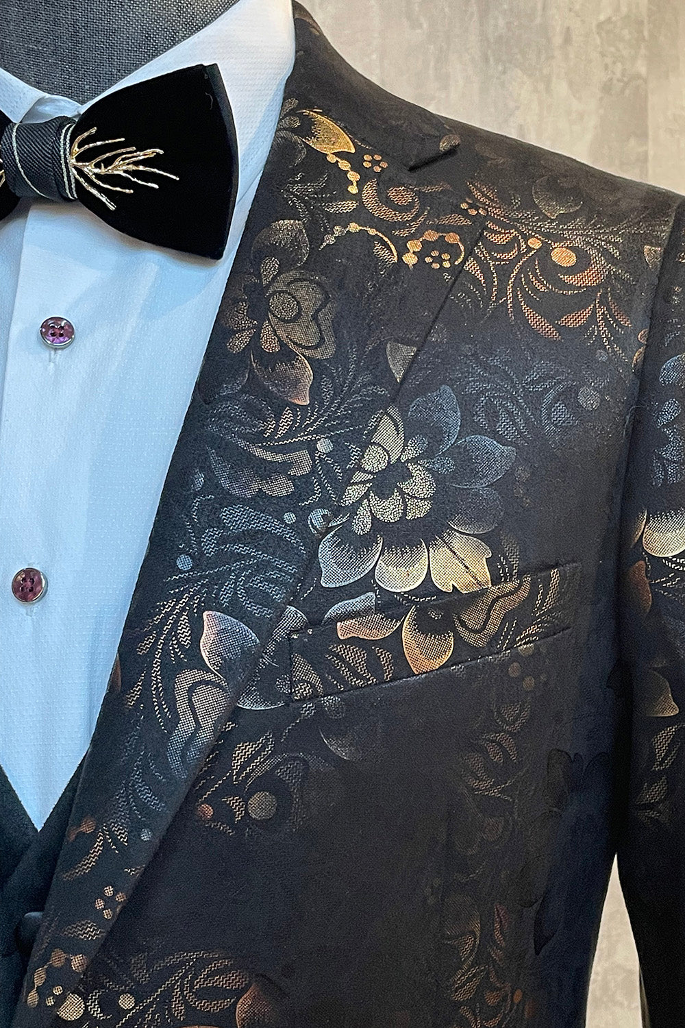 Dark Brown Shawl Lapel Jacquard Men's Prom Blazer