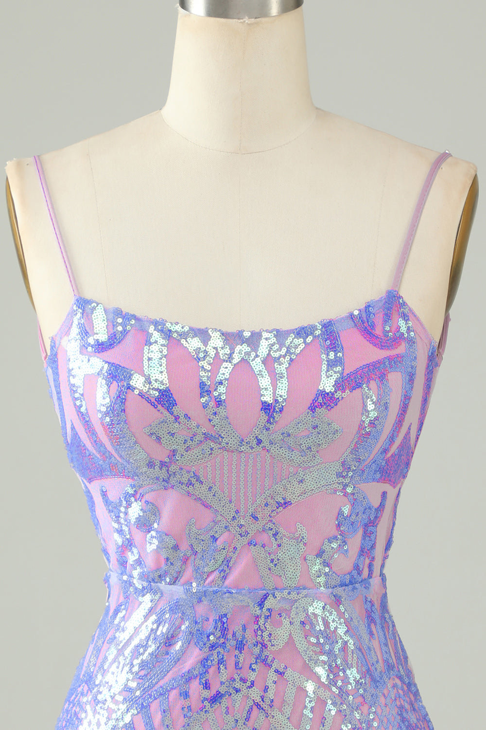 Sparkly Purple Sequin Backless Tight Short Ball Dress