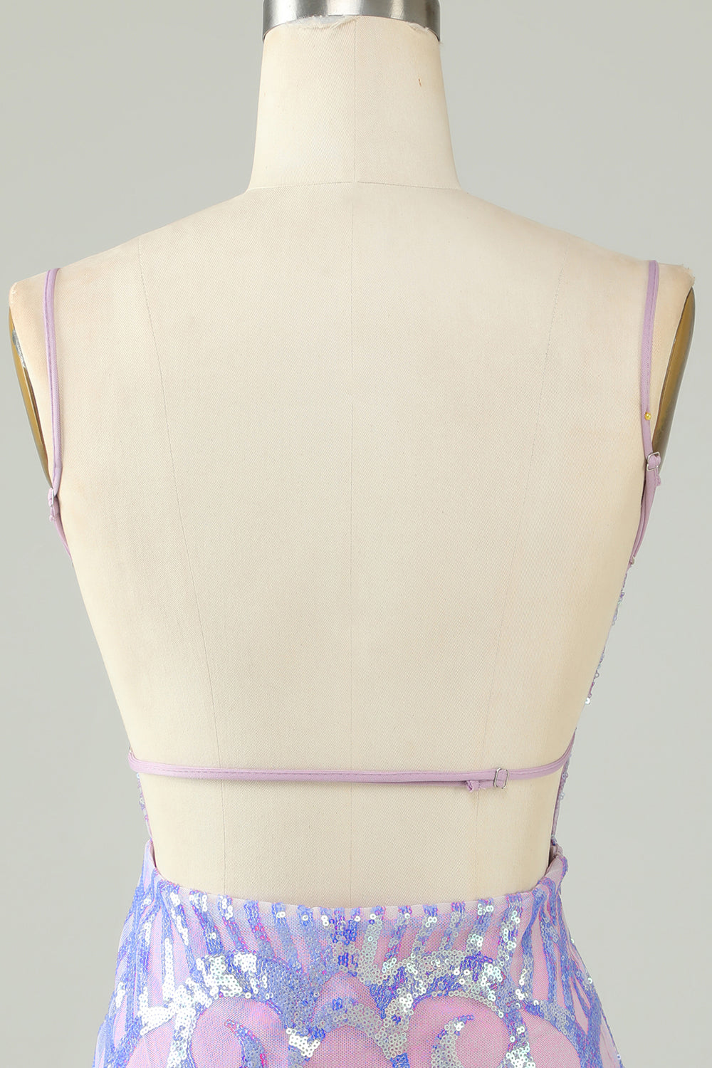 Sparkly Purple Sequin Backless Tight Short Ball Dress