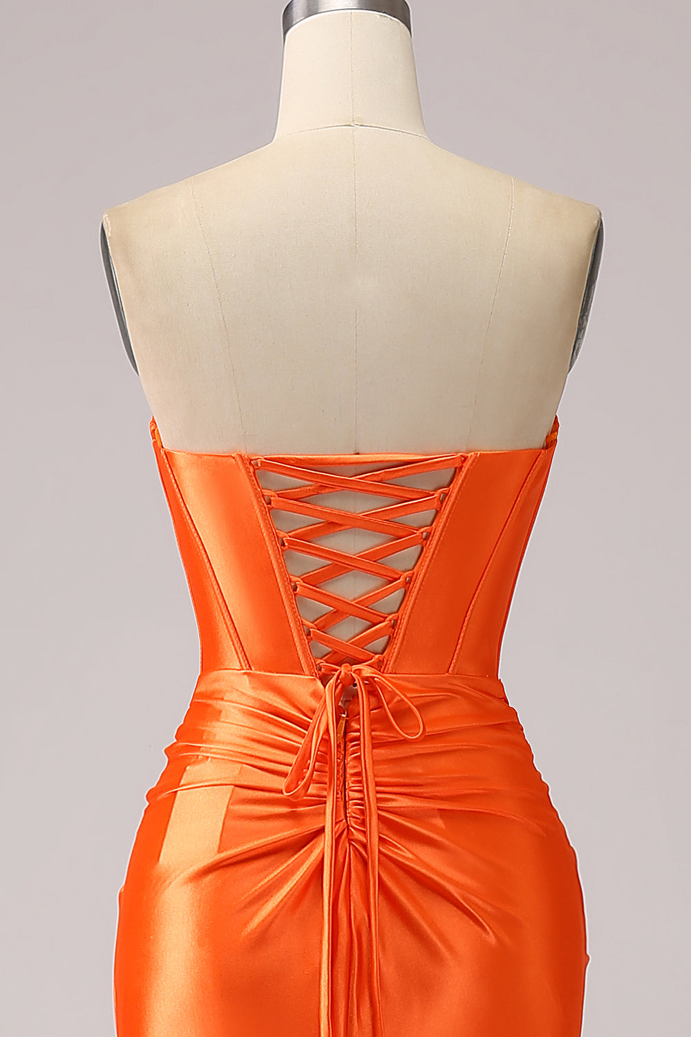 Orange Mermaid Sweetheart Corset Long Sparkly Ball Dress with Slit