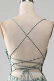 Light Green Mermaid Lace-Up Back Ball Dress with Appliques