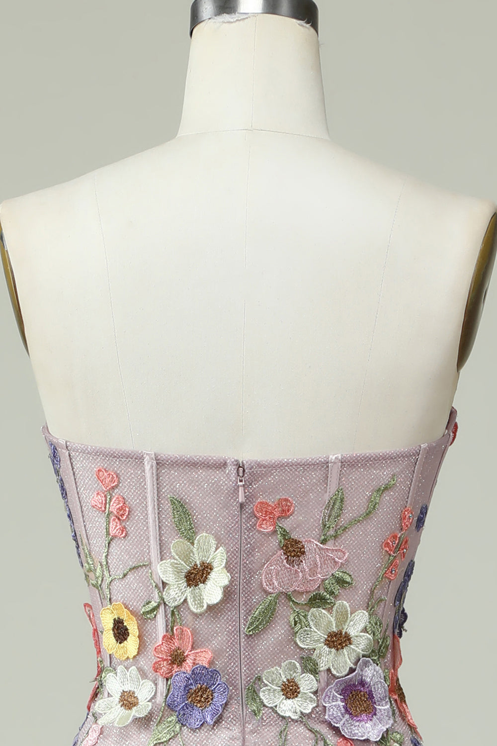 Strapless A Line Ball Dress with 3D Flowers