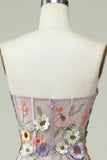 Strapless A Line Ball Dress with 3D Flowers