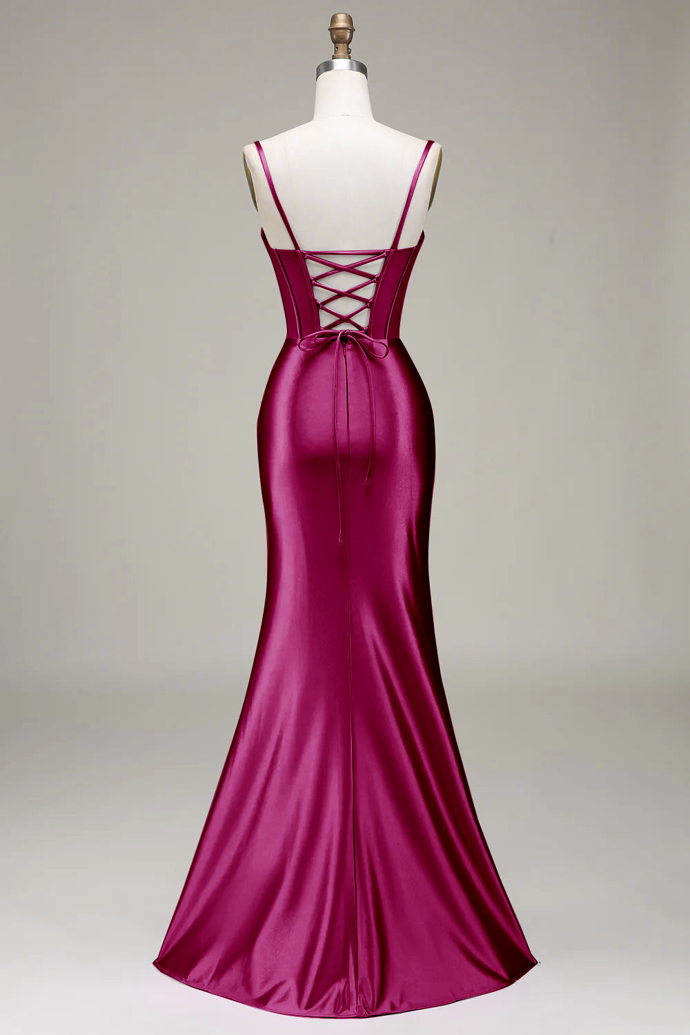 Dark Green Mermaid Spaghetti Straps Corset Ball Dress with Split Front