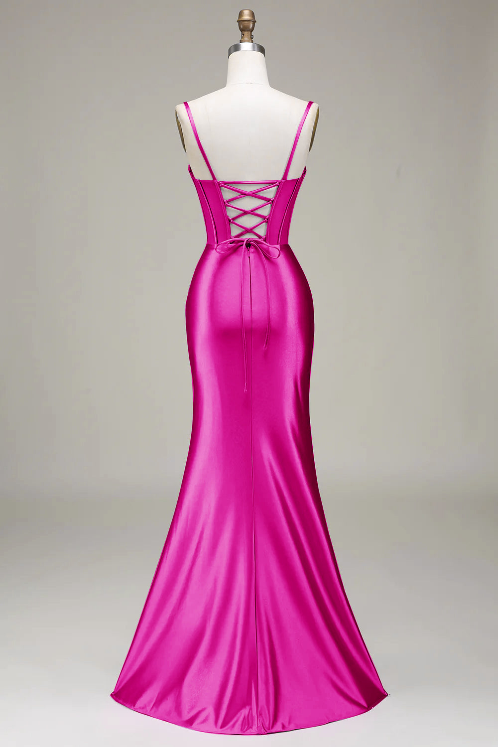 Dark Green Mermaid Spaghetti Straps Corset Ball Dress with Split Front