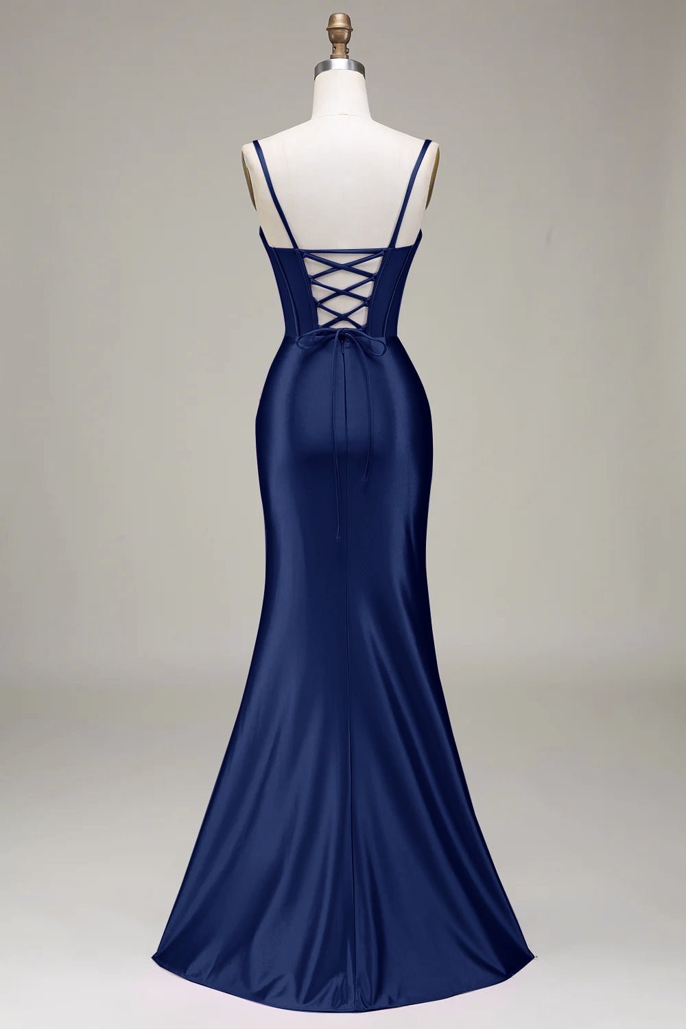 Dark Green Mermaid Spaghetti Straps Corset Ball Dress with Split Front