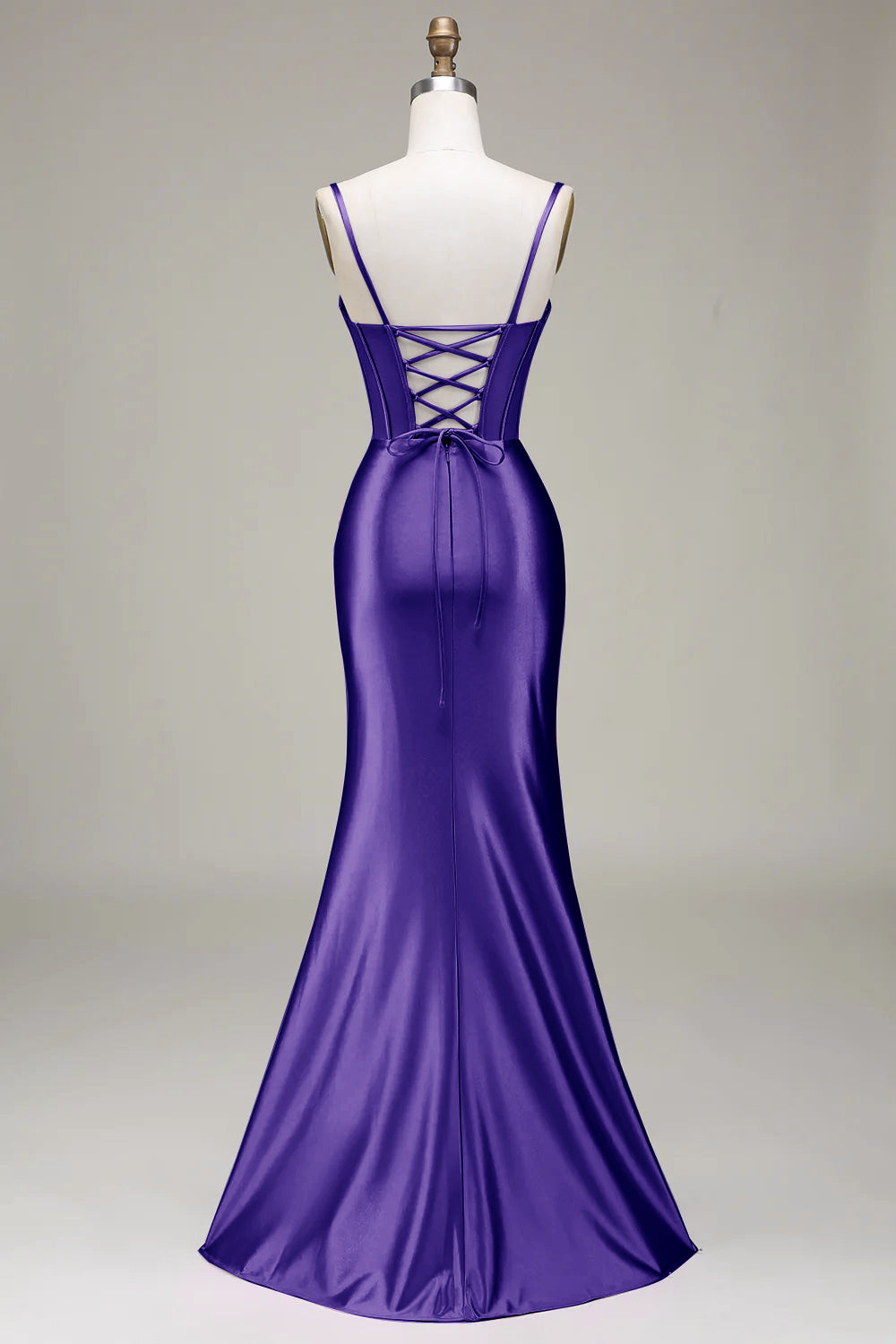 Dark Green Mermaid Spaghetti Straps Corset Ball Dress with Split Front