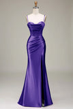 Dark Green Mermaid Spaghetti Straps Corset Ball Dress with Split Front