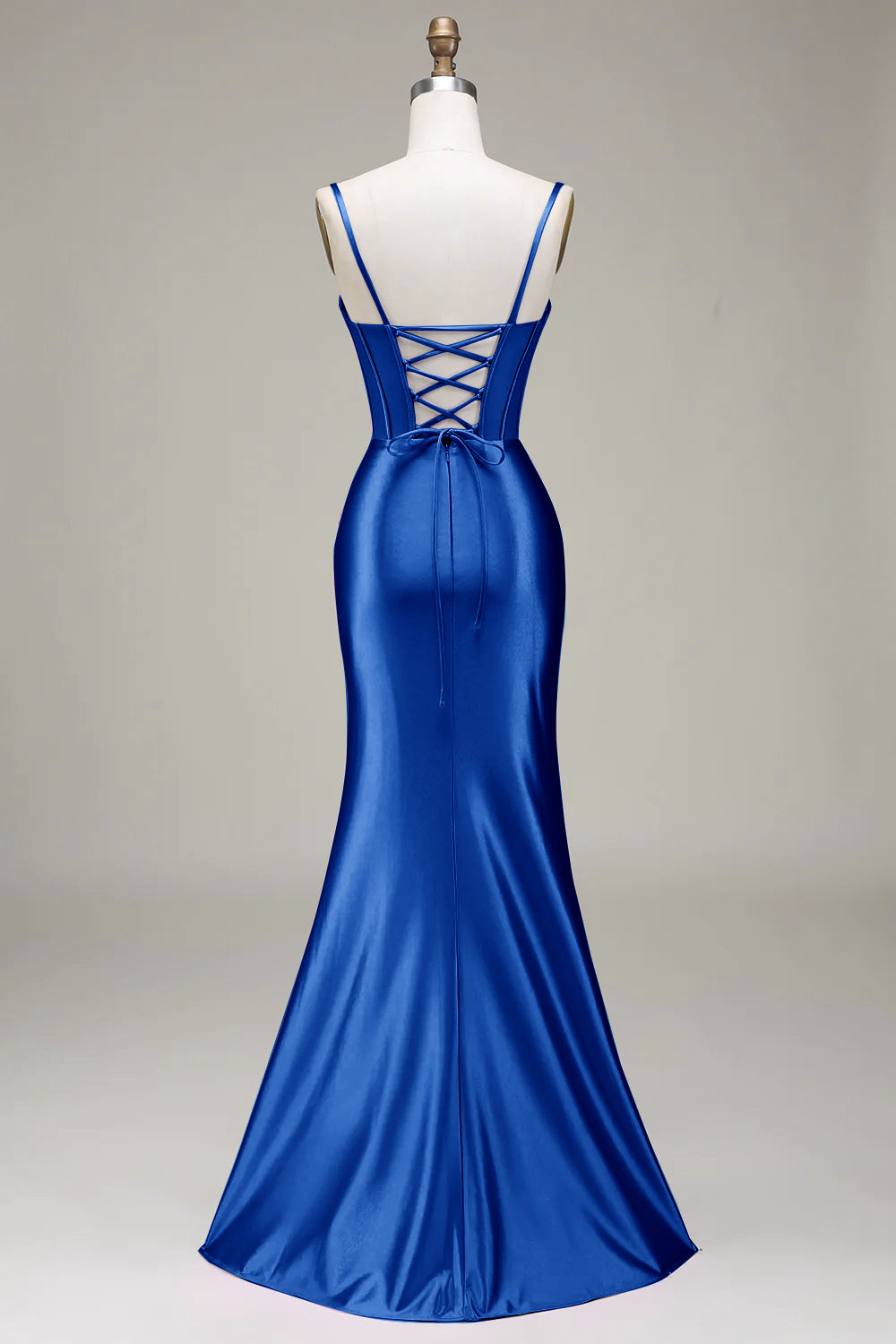 Dark Green Mermaid Spaghetti Straps Corset Ball Dress with Split Front