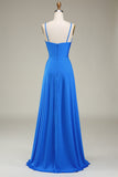 Hot Pink Spaghetti Straps A-Line Ball Dress with Pleated