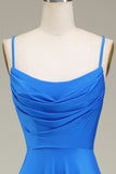 Hot Pink Spaghetti Straps A-Line Ball Dress with Pleated