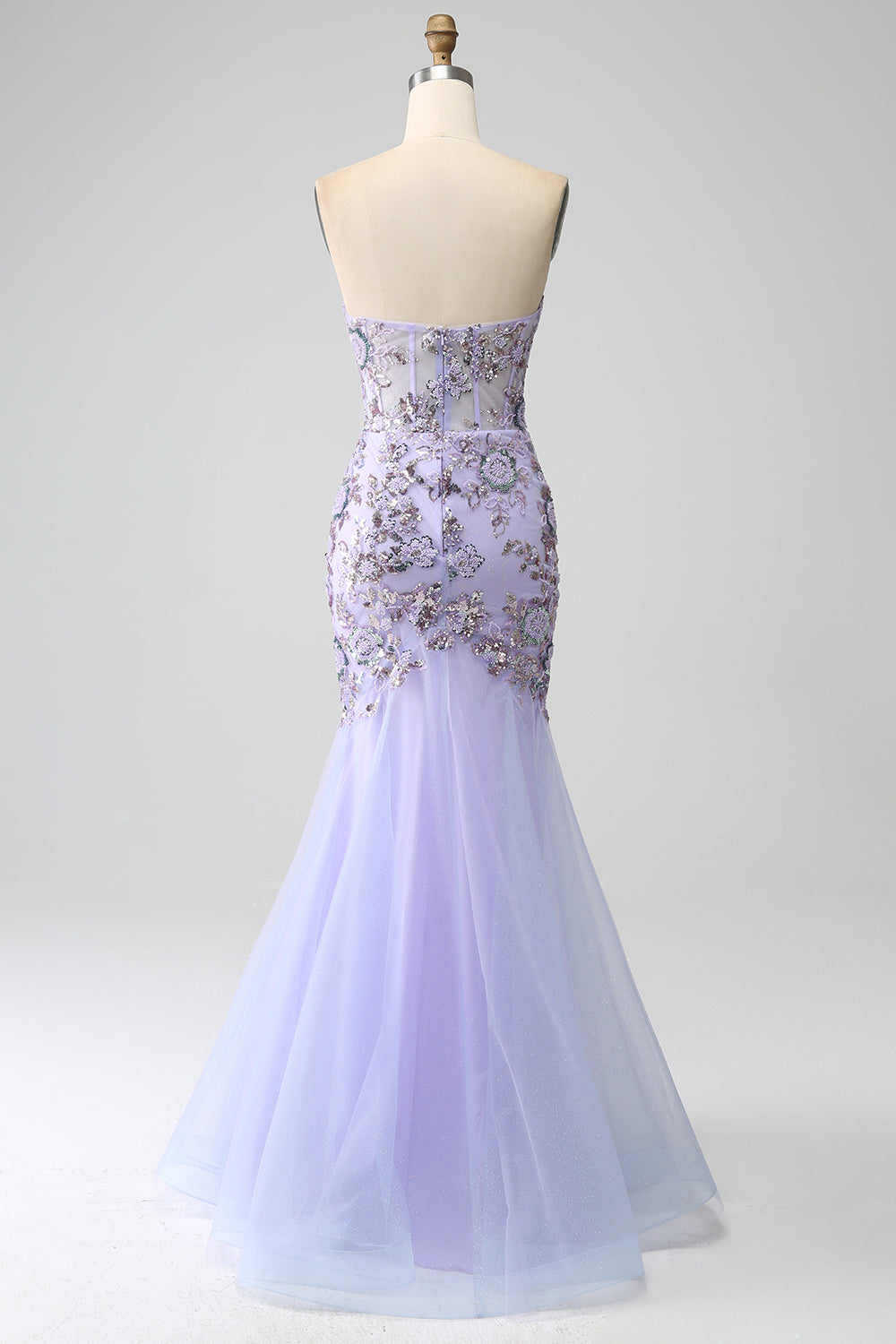 Lavender Mermaid Sweetheart Strapless Corset Ball Dress with Beading