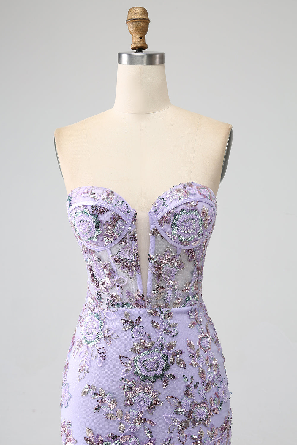 Lavender Mermaid Sweetheart Strapless Corset Ball Dress with Beading