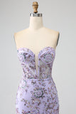 Lavender Mermaid Sweetheart Strapless Corset Ball Dress with Beading