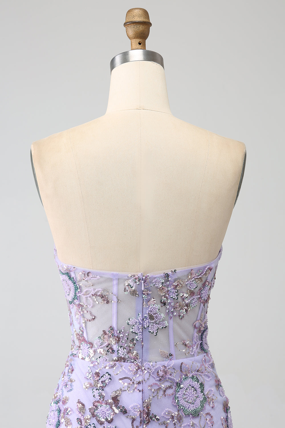 Lavender Mermaid Sweetheart Strapless Corset Ball Dress with Beading