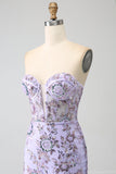 Lavender Mermaid Sweetheart Strapless Corset Ball Dress with Beading