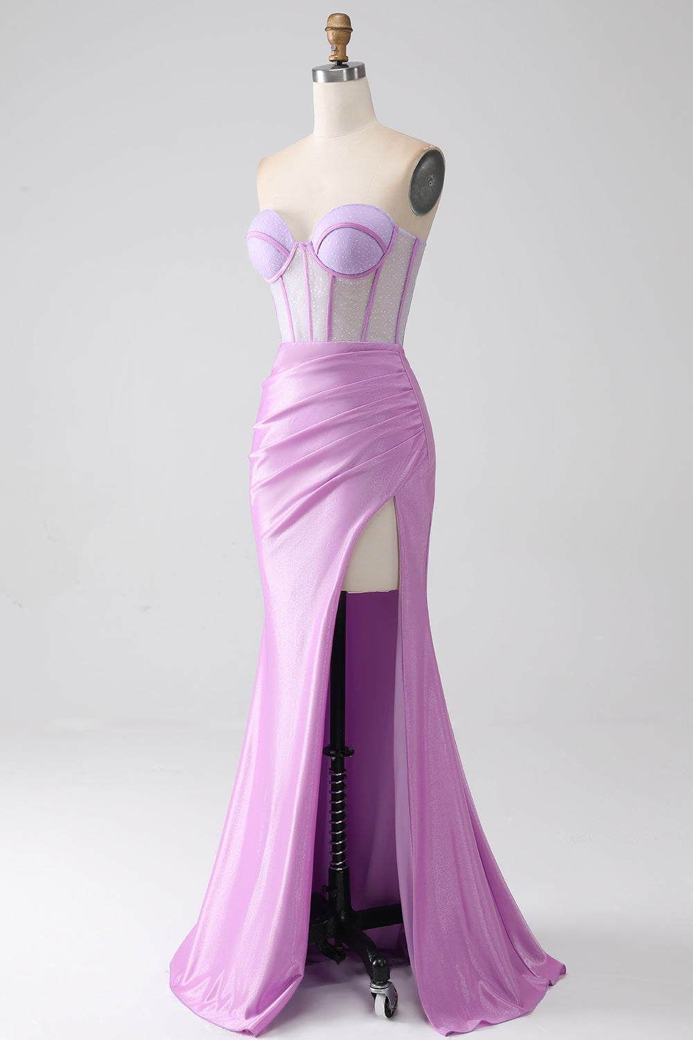 Lilac Mermaid Sweetheart Strapless Corset Ball Dress with Slit