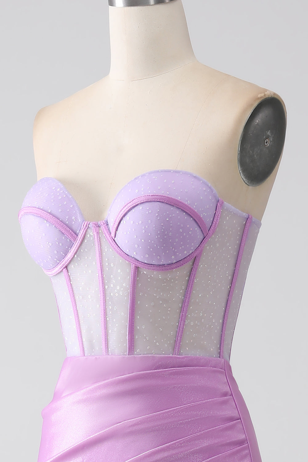 Lilac Mermaid Sweetheart Strapless Corset Ball Dress with Slit
