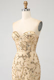 Mermaid Champagne Sweetheart Sparkly Corset Long Ball Dress