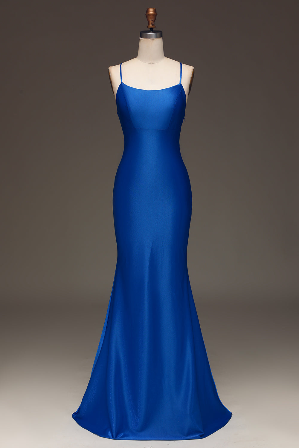 Simple Royal Blue Satin Mermaid Long Ball Dress