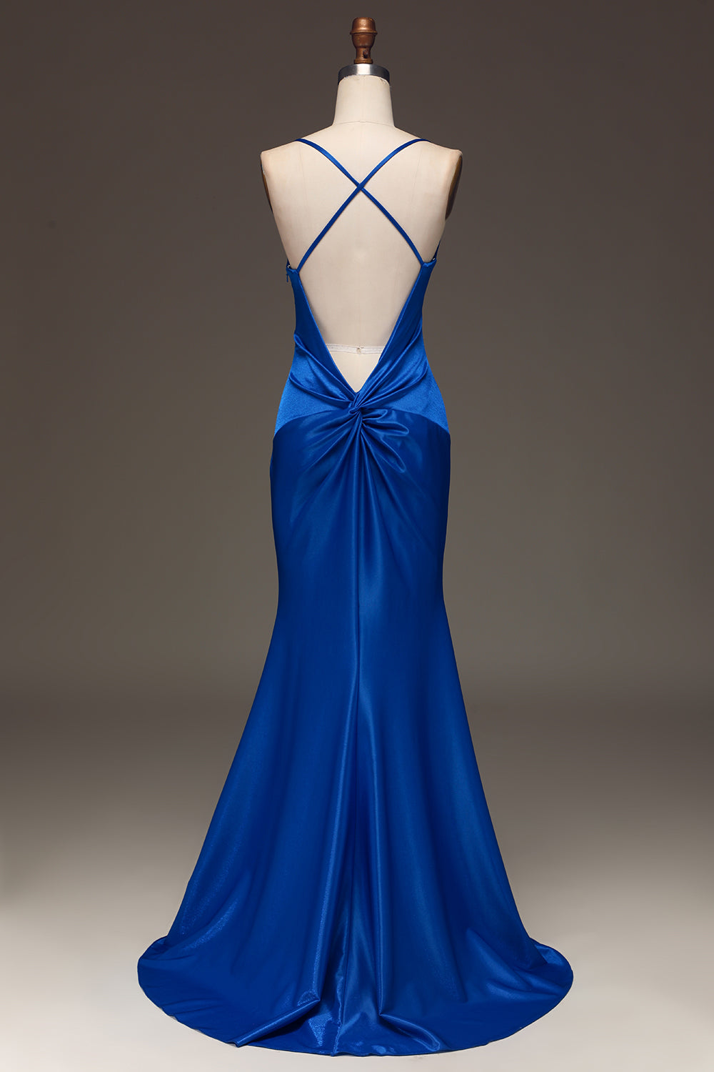 Simple Royal Blue Satin Mermaid Long Ball Dress