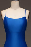 Simple Royal Blue Satin Mermaid Long Ball Dress