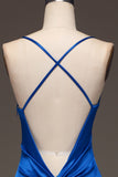 Simple Royal Blue Satin Mermaid Long Ball Dress