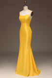 Simple Royal Blue Satin Mermaid Long Ball Dress