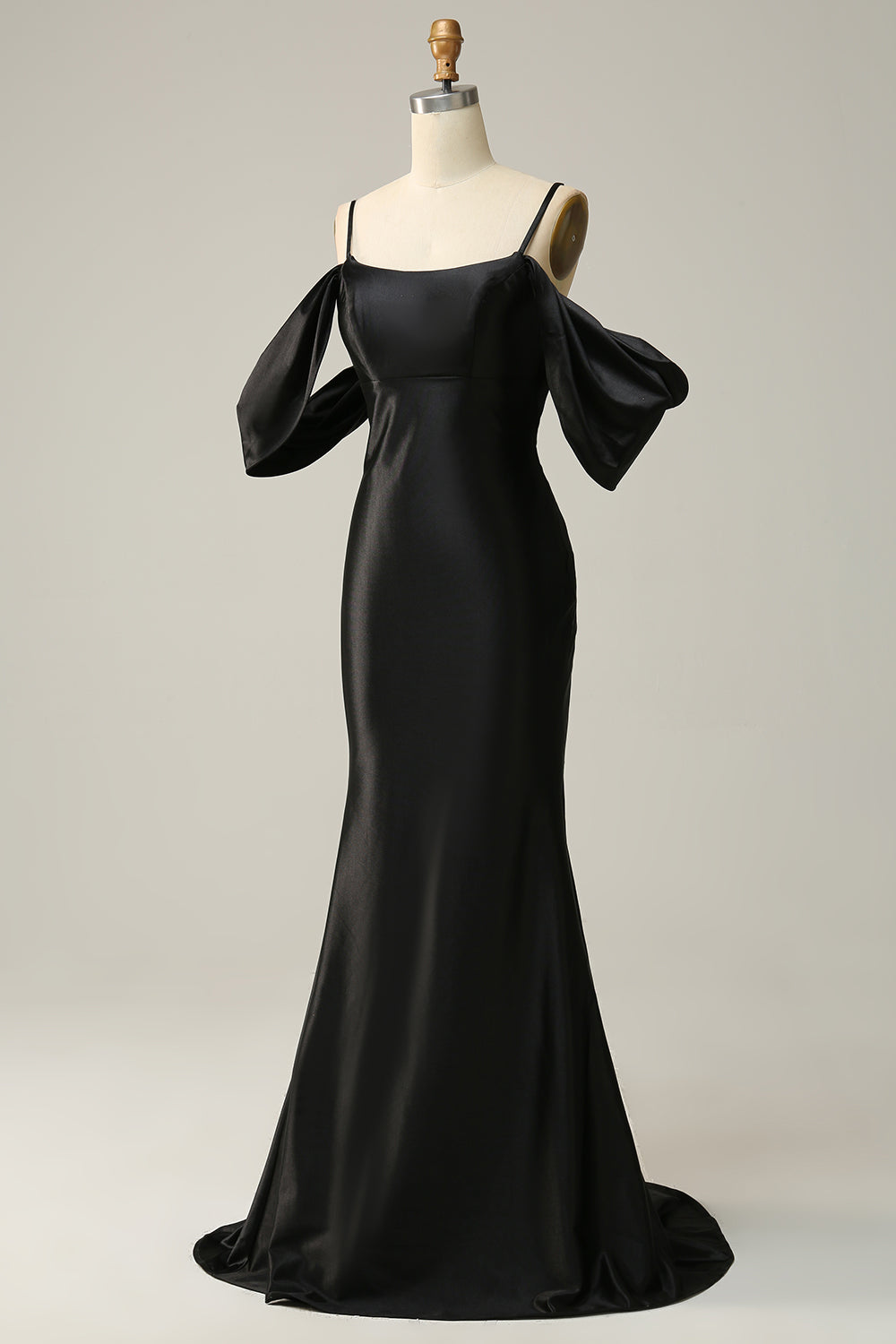 Mermaid Off the Shoulder Black Open Back Long Ball Dress