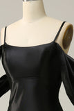 Mermaid Off the Shoulder Black Open Back Long Ball Dress