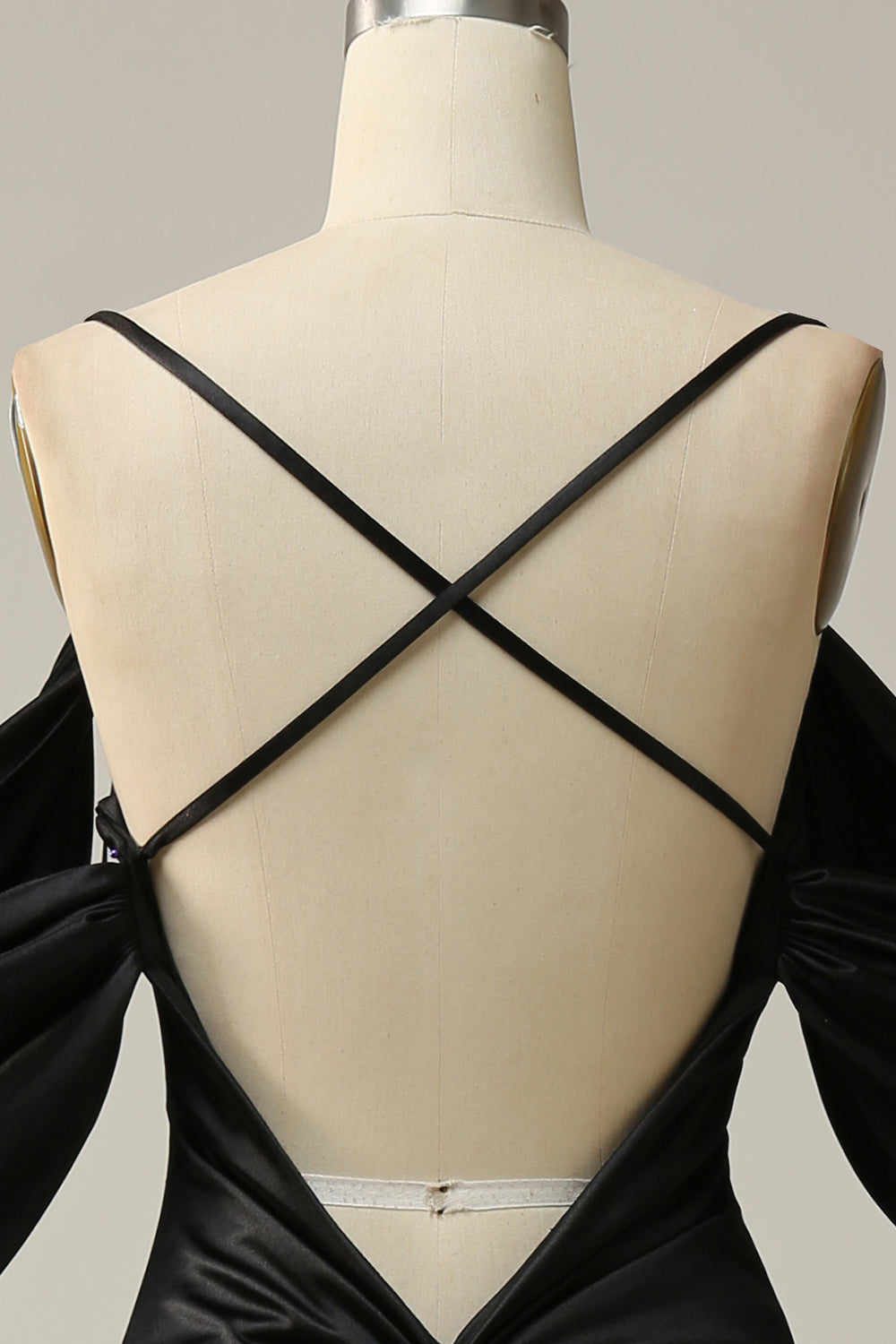 Mermaid Off the Shoulder Black Open Back Long Ball Dress