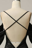 Mermaid Off the Shoulder Black Open Back Long Ball Dress
