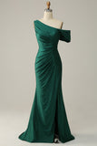 Mermaid One Shoulder Dark Green Long Ball Dress