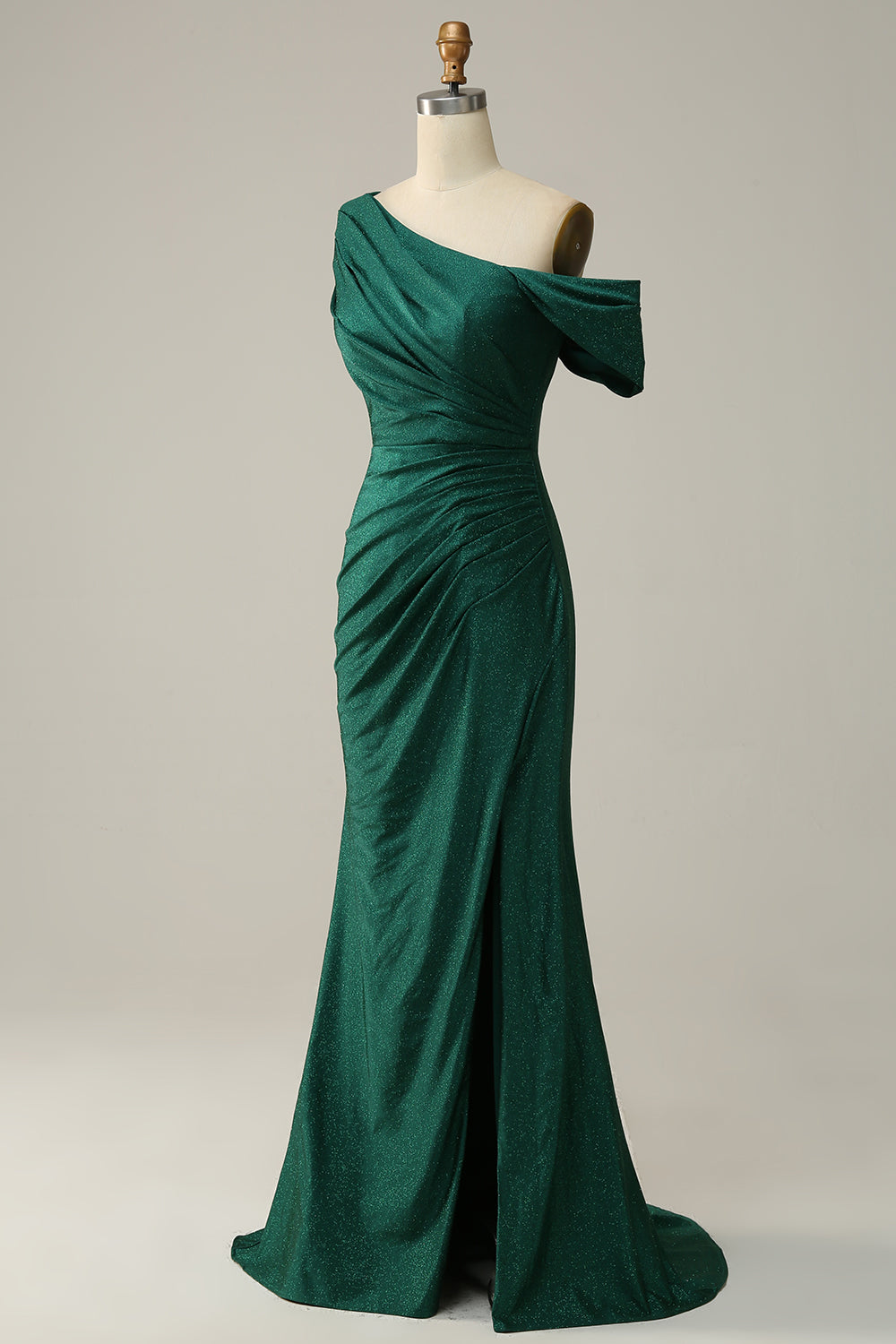 Mermaid One Shoulder Dark Green Long Ball Dress