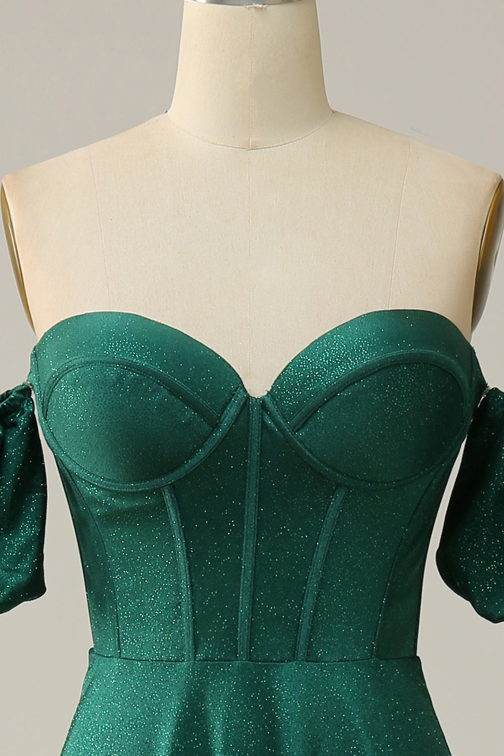 A Line Off the Shoulder Dark Green Long Ball Dress